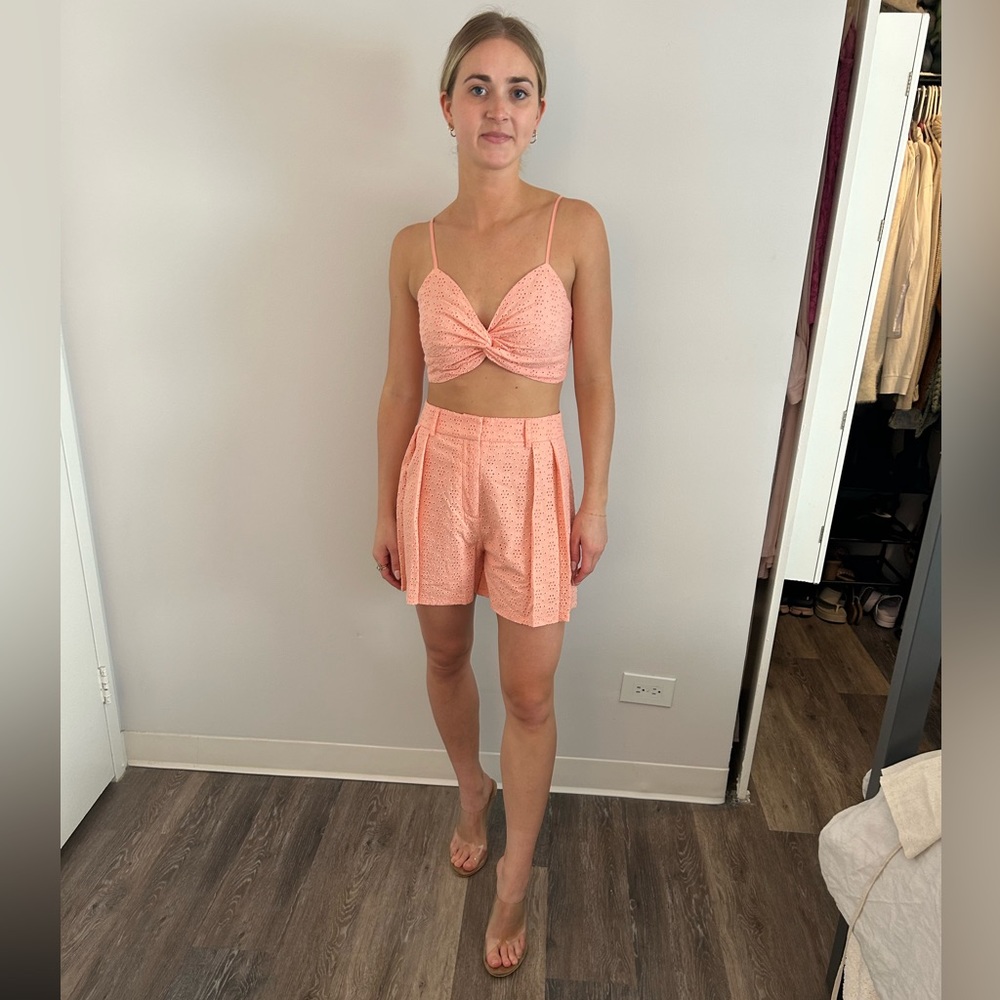Peach 2 piece shorts and crop set
